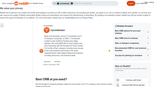 Screenshot of Best CRM at pre-seed? : r/ycombinator - Reddit