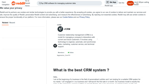 Screenshot of What is the best CRM system - Reddit