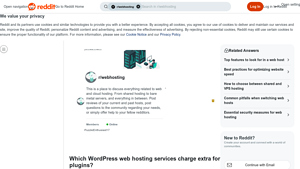 Screenshot of Which WordPress web hosting services charge extra for plugins?