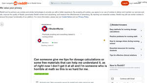 Screenshot of Can someone give me tips for dosage calculations or some ... - Reddit