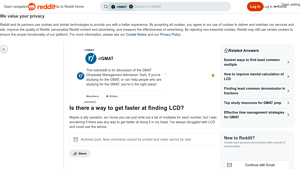 Screenshot of Is there a way to get faster at finding LCD? : r/GMAT - Reddit