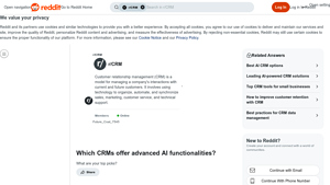 Screenshot of Which CRMs offer advanced AI functionalities? : r/CRM - Reddit