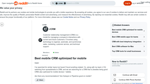 Screenshot of Best mobile CRM optimized for mobile : r/CRM - Reddit