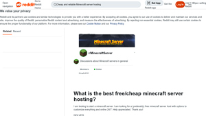 Screenshot of What is the best free/cheap minecraft server hosting? - Reddit