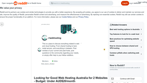 Screenshot of Looking for Good Web Hosting Australia for 2 Websites - Budget
