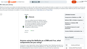 Screenshot of Anyone using the NetSuite as a CRM and if so, what components ...