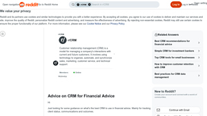 Screenshot of Advice on CRM for Financial Advice - Reddit
