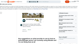 Screenshot of Any suggestions on what provider to use to host an arma Reforger ...