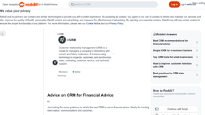 Screenshot of Advice on CRM for Financial Advice - Reddit