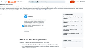 Screenshot of Who Is The Best Hosting Provider? - Reddit