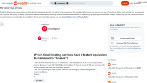Screenshot of r/rackspace on Reddit: Which Email hosting services have a feature ...