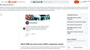 Screenshot of What CRM are most of your HVAC companies using? : r/hvacadvice