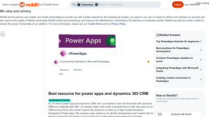 Screenshot of Best resource for power apps and dynamics 365 CRM - Reddit