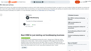 Screenshot of Best CRM for just starting out bookkeeping business - Reddit