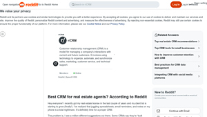 Screenshot of Best CRM for real estate agents? According to Reddit