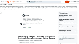 Screenshot of Need a simple CRM that's basically a little more than just Google ...