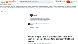Screenshot of Need a simple CRM that's basically a little more than just Google ...