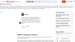Screenshot of CRM for small glass company - Reddit