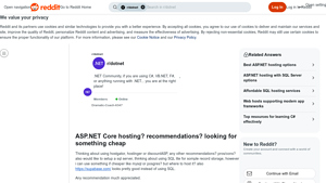Screenshot of ASP.NET Core hosting? recommendations? looking for something ...