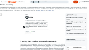 Screenshot of Looking for a crm in a automobile dealership - Reddit