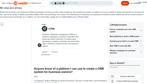 Screenshot of Anyone know of a platform I can use to create a CRM system for ...
