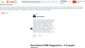 Screenshot of Recruitment CRM Suggestions - 2-4 people agency - Reddit