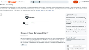 Screenshot of Cheapest Cloud Servers out there? : r/devops - Reddit