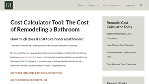 Screenshot of Cost Calculator Tool: The Cost of Remodeling a Bathroom