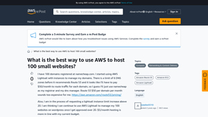Screenshot of What is the best way to use AWS to host 100 small websites?