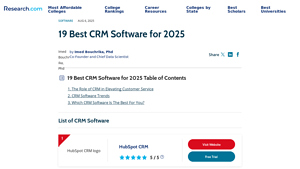Screenshot of 19 Best CRM Software for 2025 - Research.com