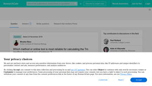 Screenshot of Which method or online tool is most reliable for calculating the Tm ...