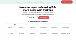 Screenshot of REsimpli: #1 AI-powered CRM for Real Estate Investors
