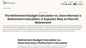 Screenshot of The Retirement Budget Calculator vs. Dave Ramsey's Retirement ...