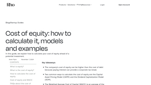 Screenshot of Cost of equity: how to calculate it, models and examples - Rho