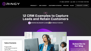 Screenshot of 12 CRM Examples to Capture Leads and Retain Customers - Ringy