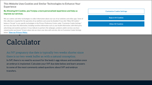 Screenshot of Easy IVF & FET Due Date Calculator - RMA Network