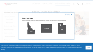 Screenshot of Energy Usage Calculator - Rocky Mountain Power