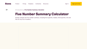 Screenshot of Five Number Summary Calculator - Rows