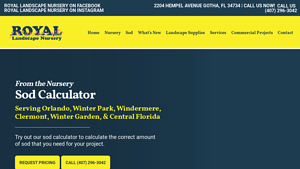 Screenshot of Sod Calculator | Royal Landscape Nursery