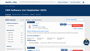 Screenshot of CRM Software List (September 2025) - SaaSworthy