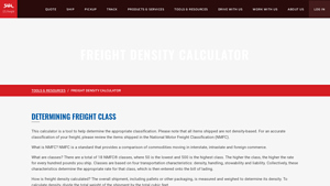 Screenshot of Freight Density Calculator - Saia