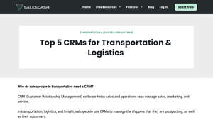 Screenshot of Top 5 CRMs for Transportation & Logistics - Salesdash CRM