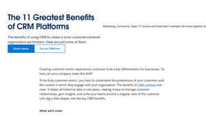 Screenshot of The 11 Greatest Benefits of CRM Platforms | Salesforce US