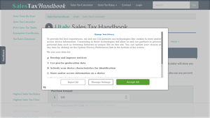 Screenshot of Utah Sales Tax Calculator