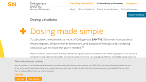 Screenshot of Dosing | Collagenase SANTYL   Ointment for HCPs