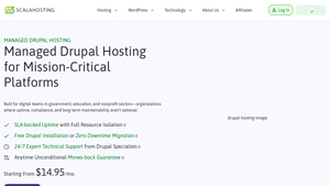 Screenshot of Drupal Hosting Built for Uptime, Control & Compliance | ScalaHosting