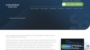 Screenshot of Free Instant Settlement Tax Calculator - Scheuerman Law LLC