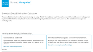 Screenshot of Snowball Debt Elimination Calculator - Schwab MoneyWise