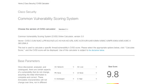 Screenshot of Common Vulnerability Scoring System - Cisco