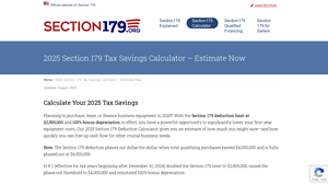 Screenshot of 2025 Section 179 Tax Savings Calculator – Estimate Now